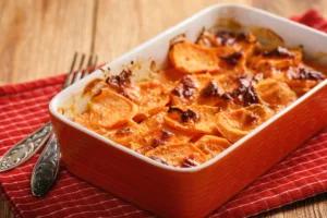 Gratin de patate douce maison, fondant et gratiné au four