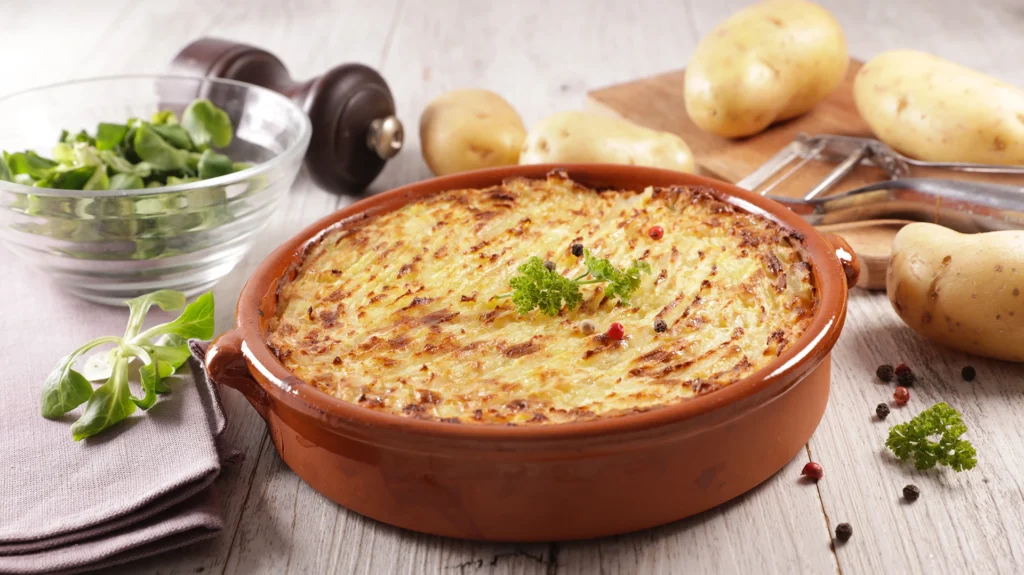 Photo d'un hachis parmentier maison gratiné au four avec des pommes de terres